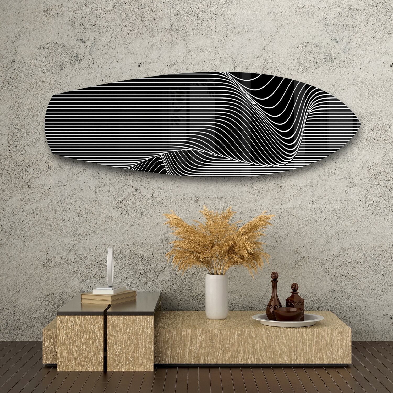 Black and White Op Art Stripes Glass Wall Art - Image 8