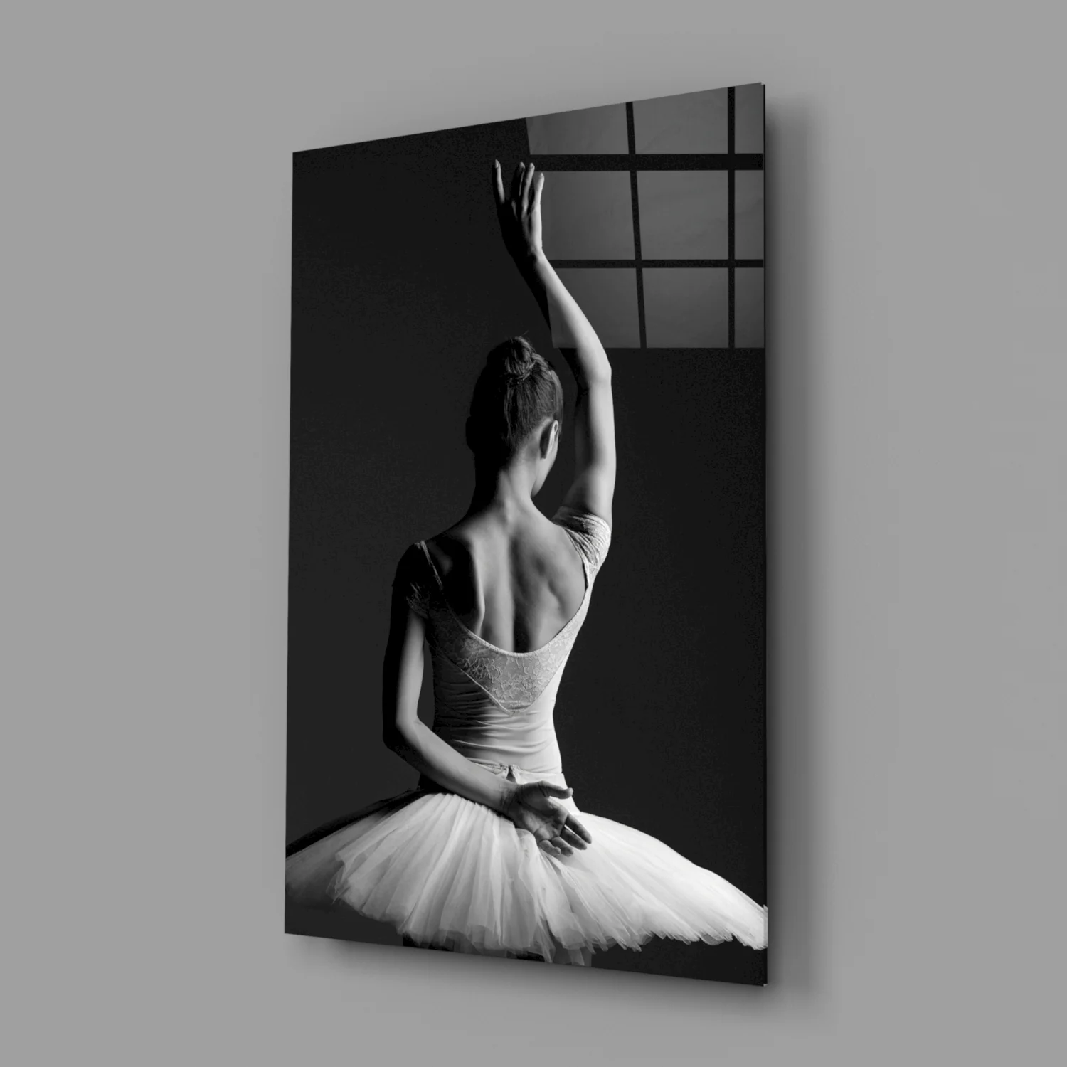 Black and White Tutu Ballerina Glass Wall Art - Image 2