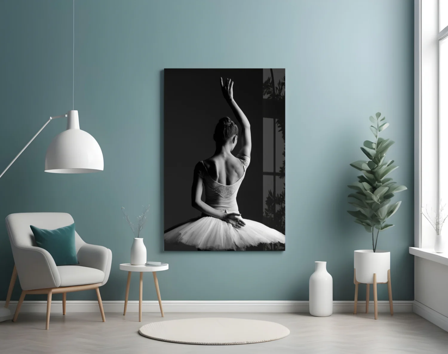 Black and White Tutu Ballerina Glass Wall Art - Image 4