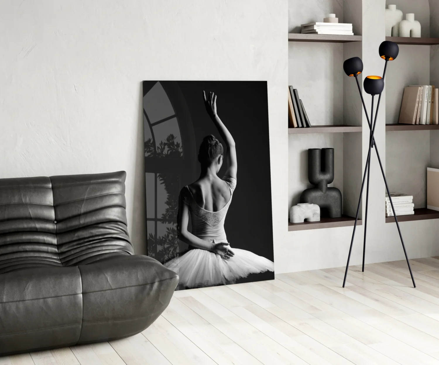 Black and White Tutu Ballerina Glass Wall Art - Image 5