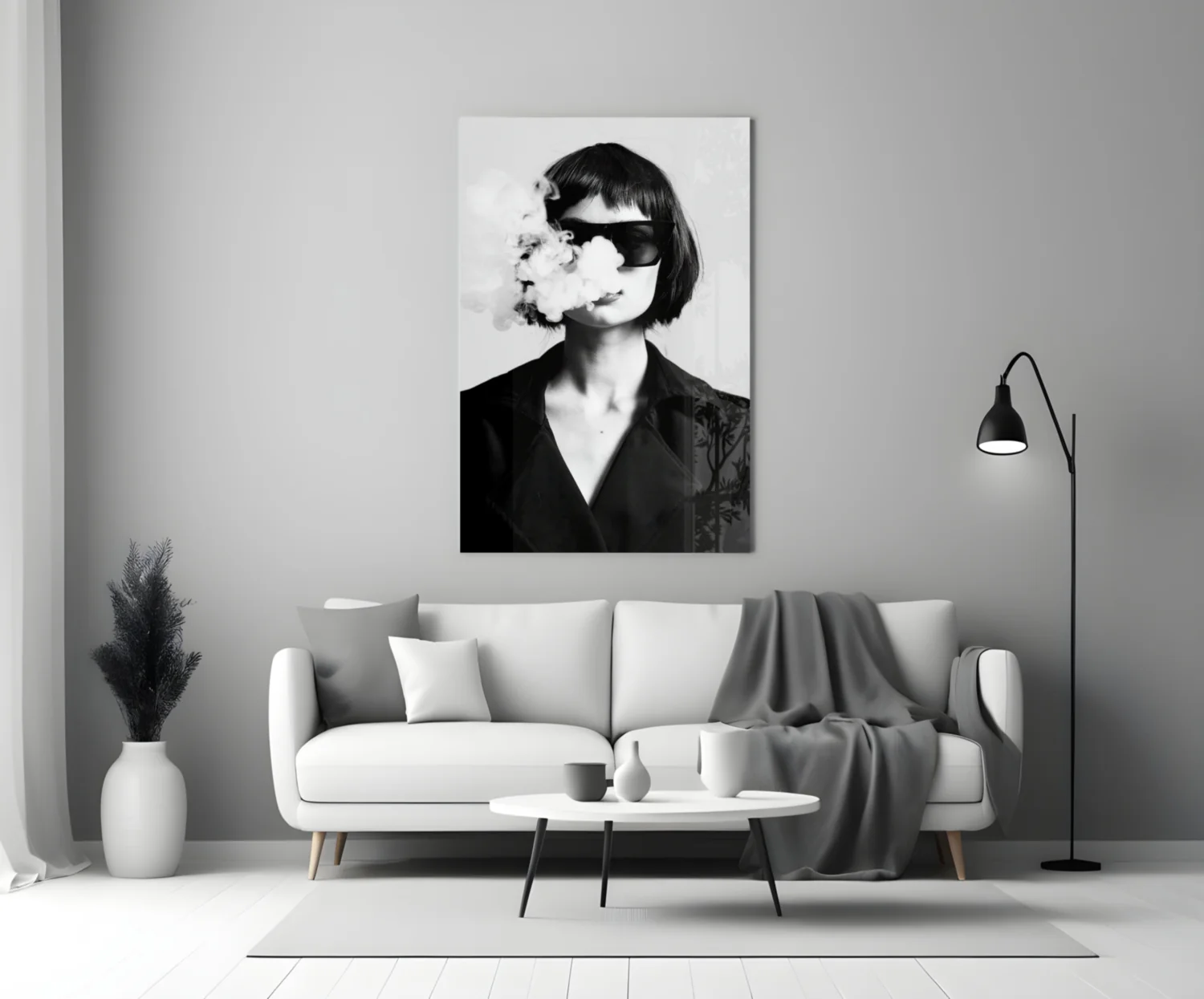 Black and White Woman Glass Wall Art - Image 3