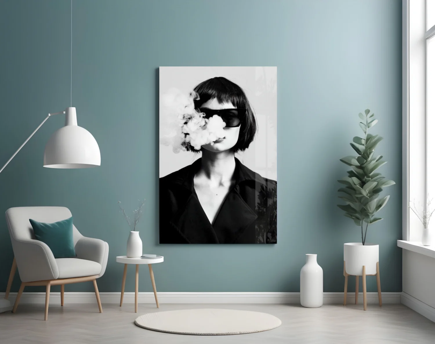 Black and White Woman Glass Wall Art - Image 4