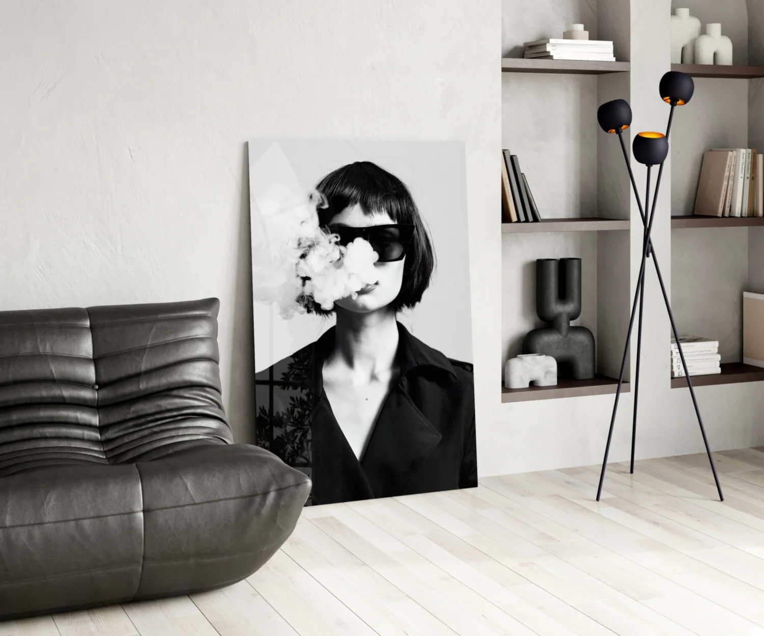Black and White Woman Glass Wall Art - Image 5