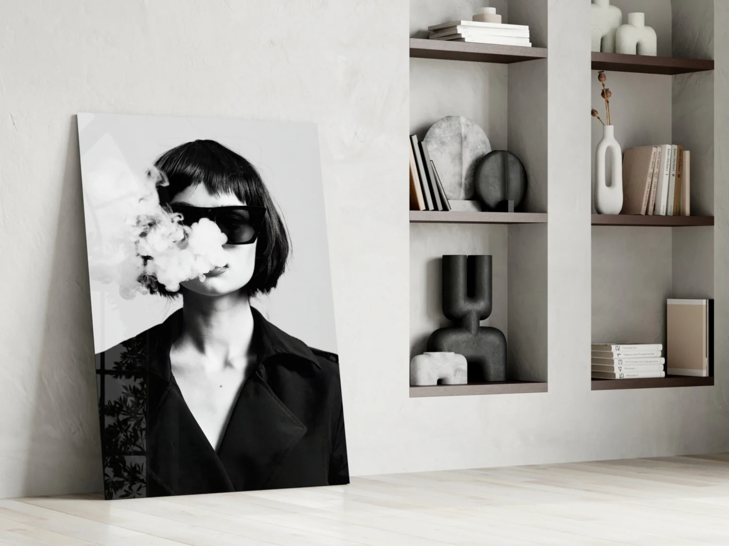 Black and White Woman Glass Wall Art - Image 6