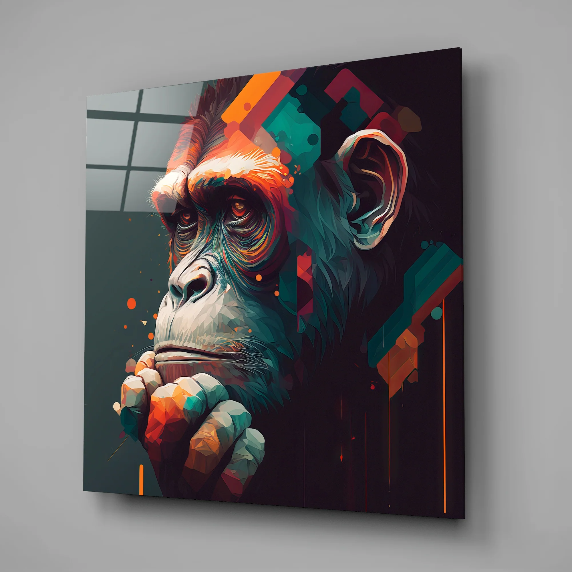 Ape the Thinker Glass Wall Art || Designers Collection - Image 2