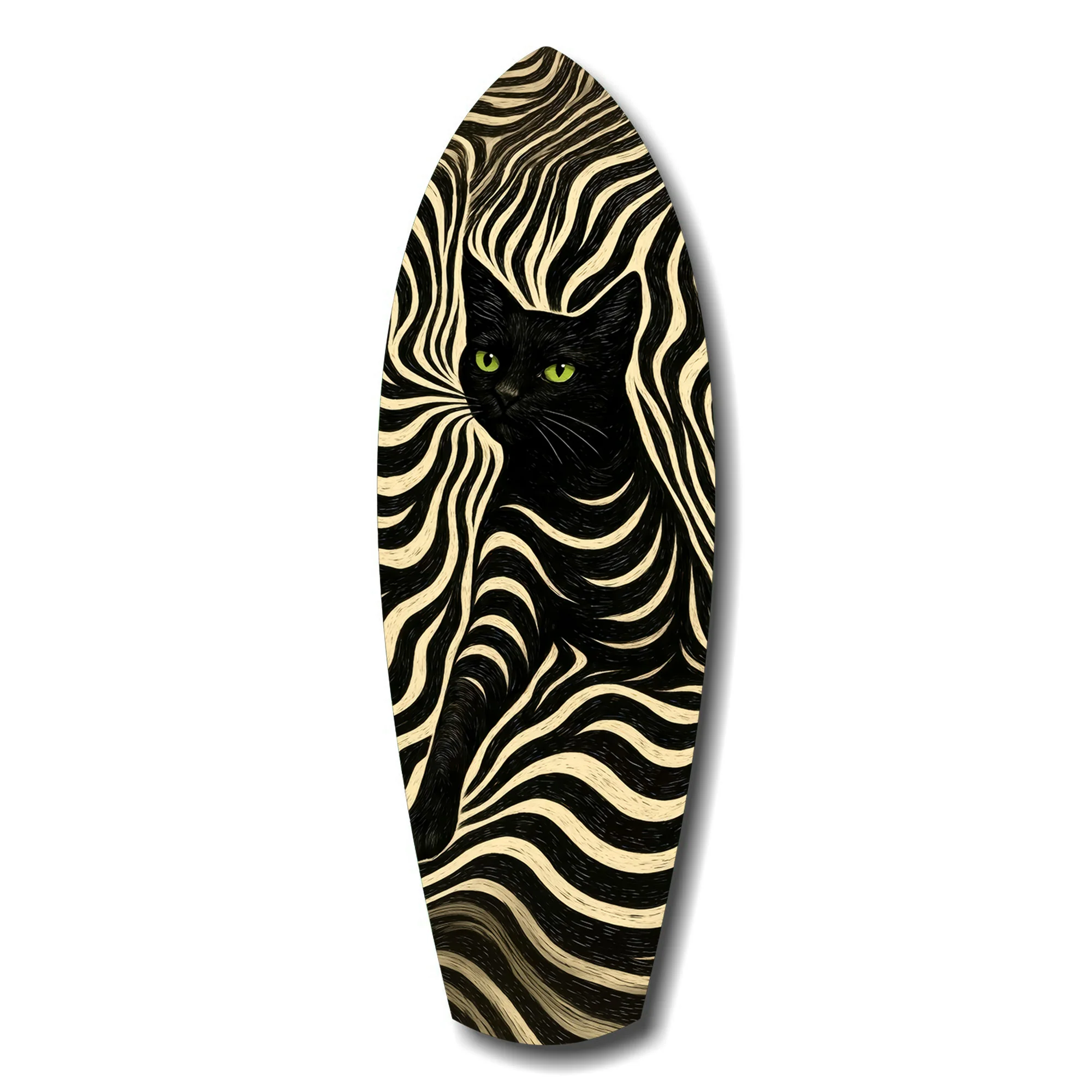 Black Cat Wavy Optical Pattern Glass Wall Art - Image 7