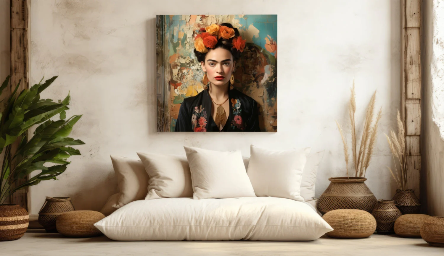 Folk Art Floral Portrait Glass Wall Art|| Designer Collection - Image 3