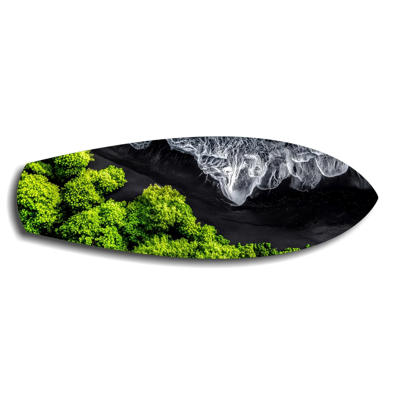 Black Sand Beach Aerial Forest Glass Wall Art - Image 6