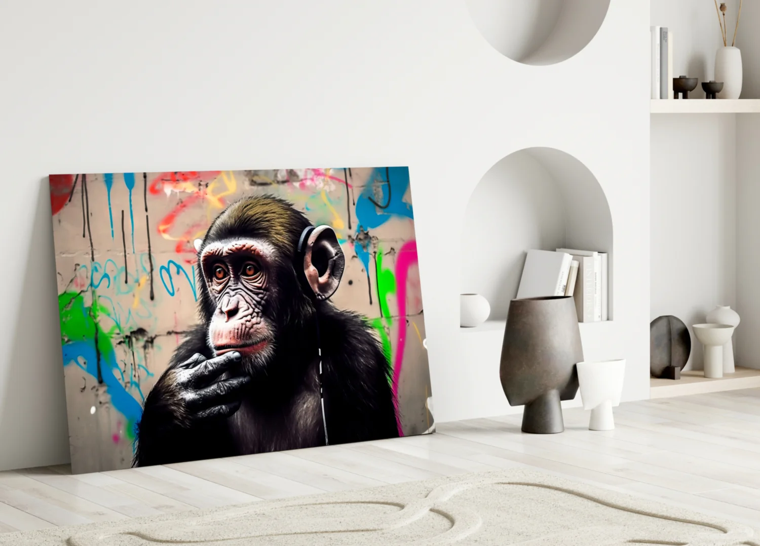 Thinking Monkey Glass Wall Art || Designer Collection - Image 3