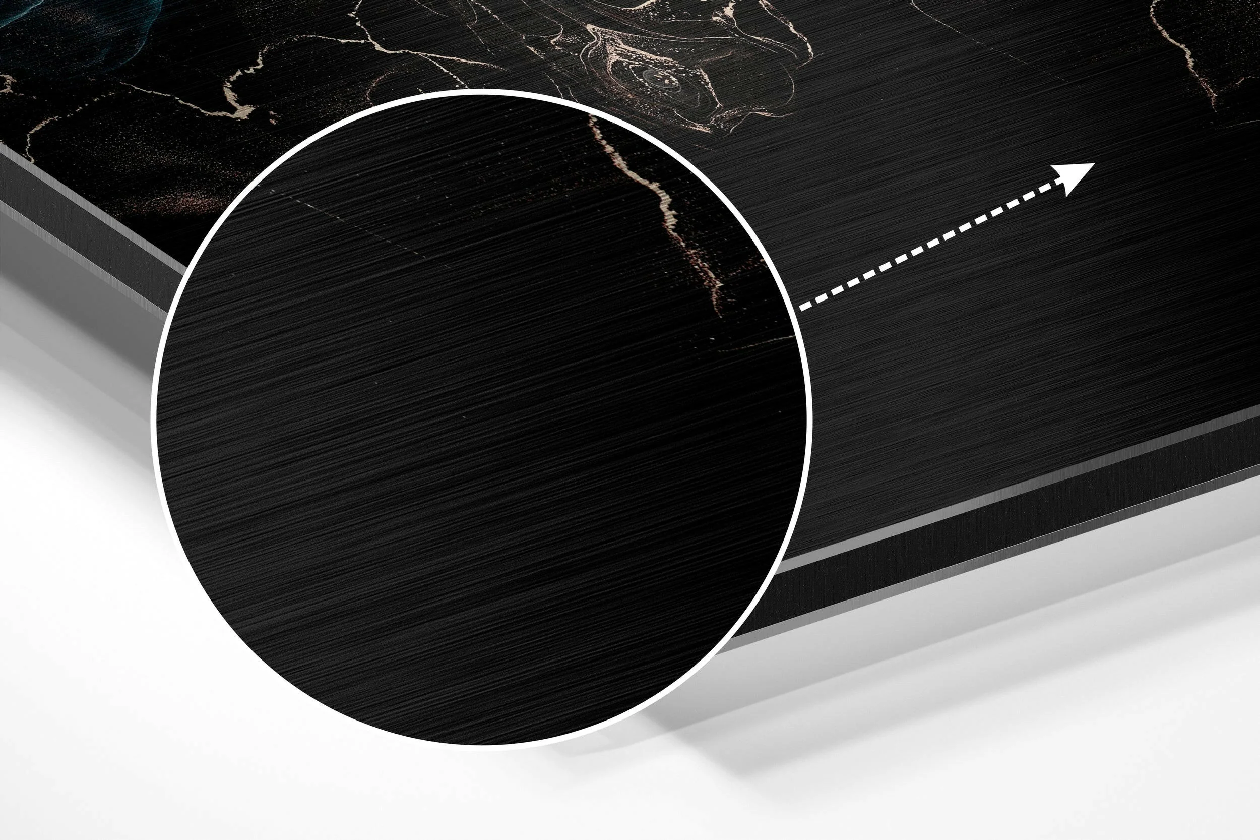 Black Turquoise Smoke Brushed Aluminium Dibond Wall Art - Image 3