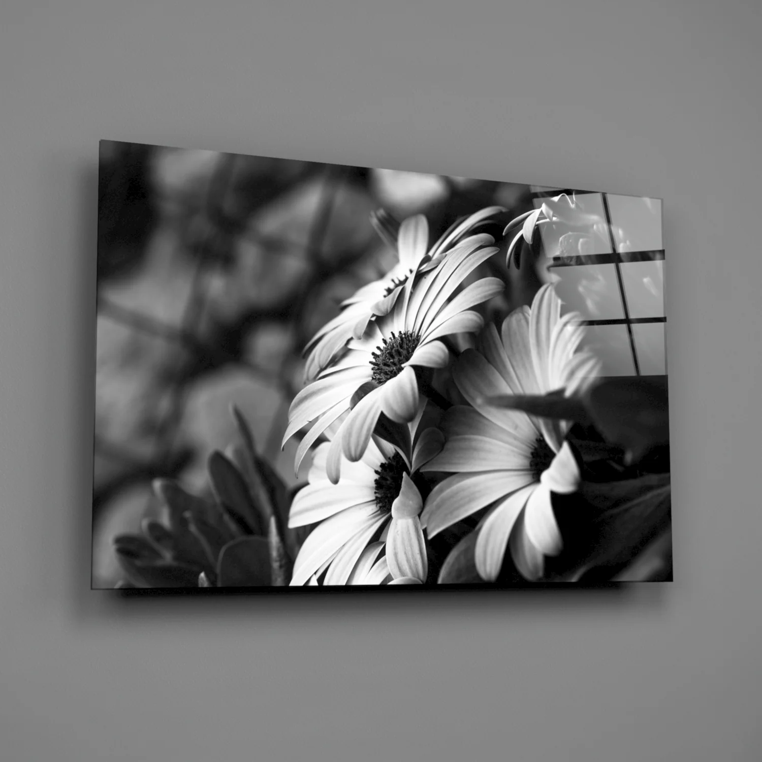 Black - White Flower Glass Wall Art - Image 2