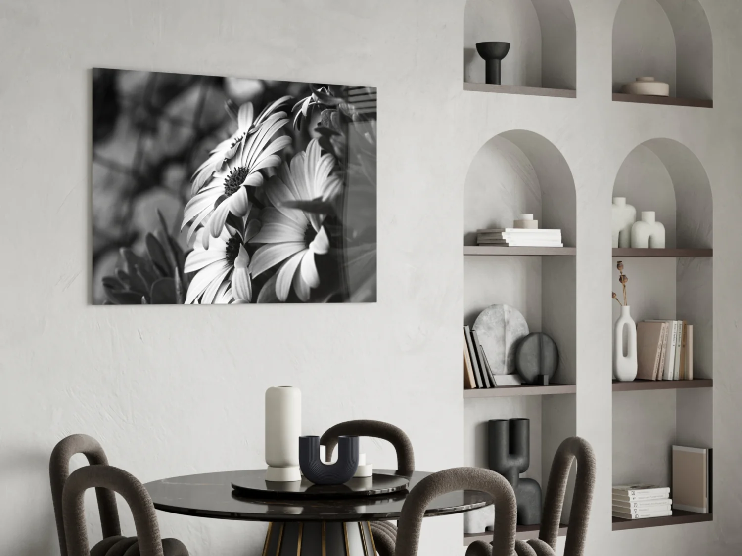 Black - White Flower Glass Wall Art - Image 5