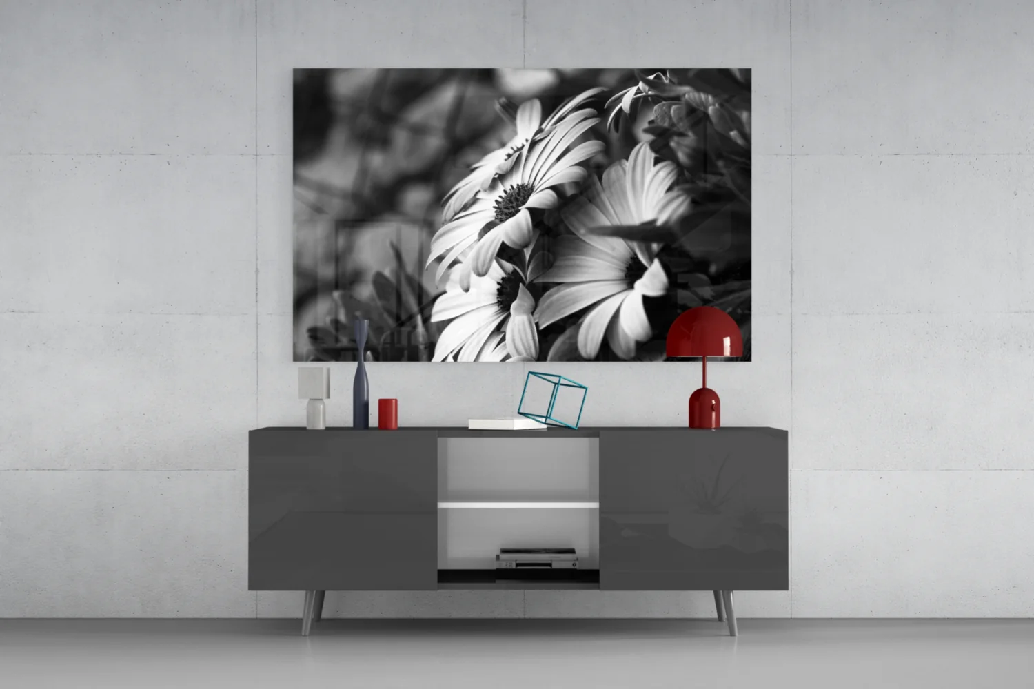 Black - White Flower Glass Wall Art - Image 8