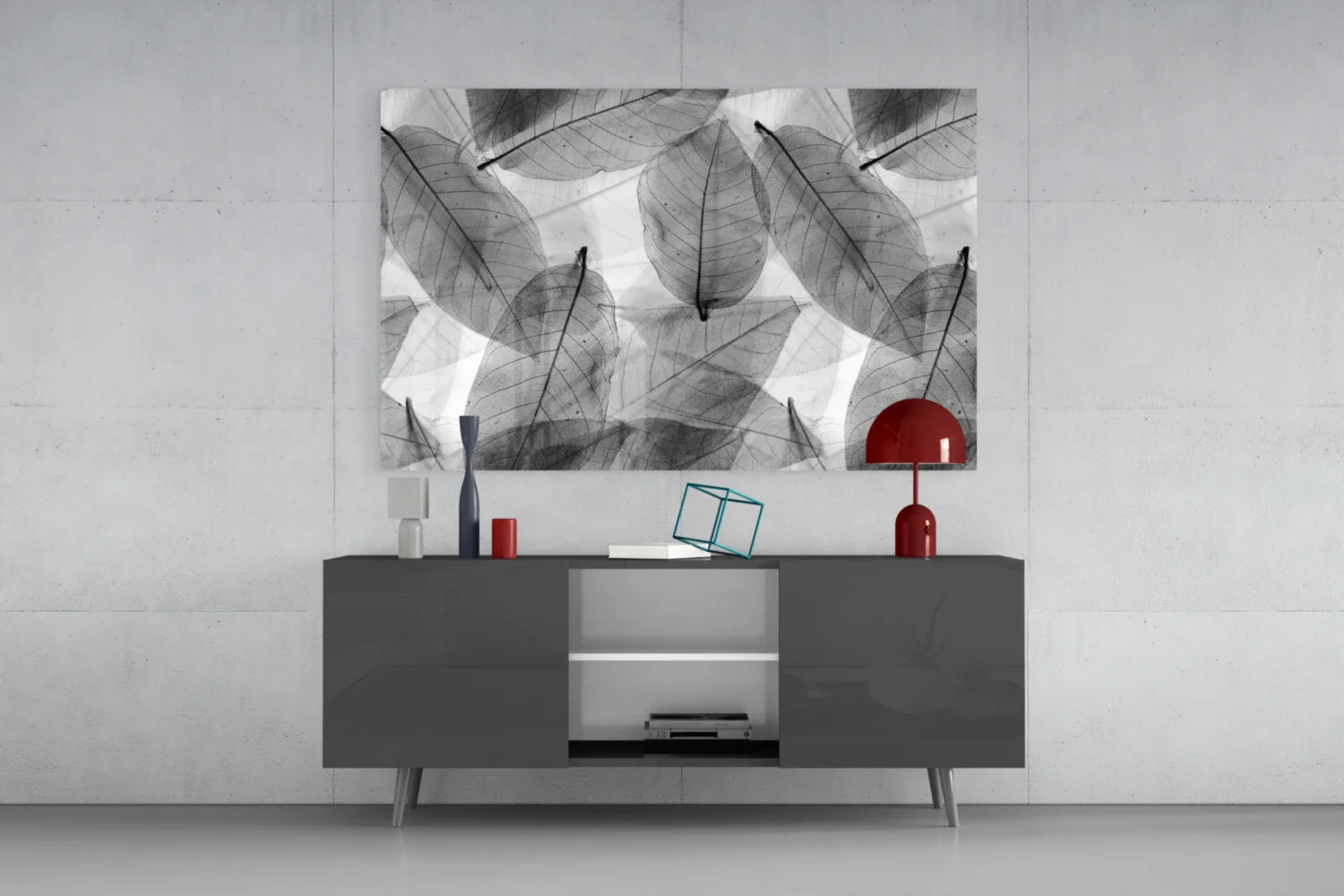 Black - White Leaves Glass Wall Art - Image 9
