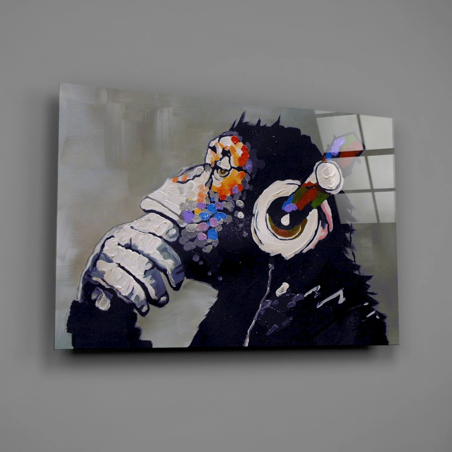 Thinking Monkey Glass Wall Art - Image 2