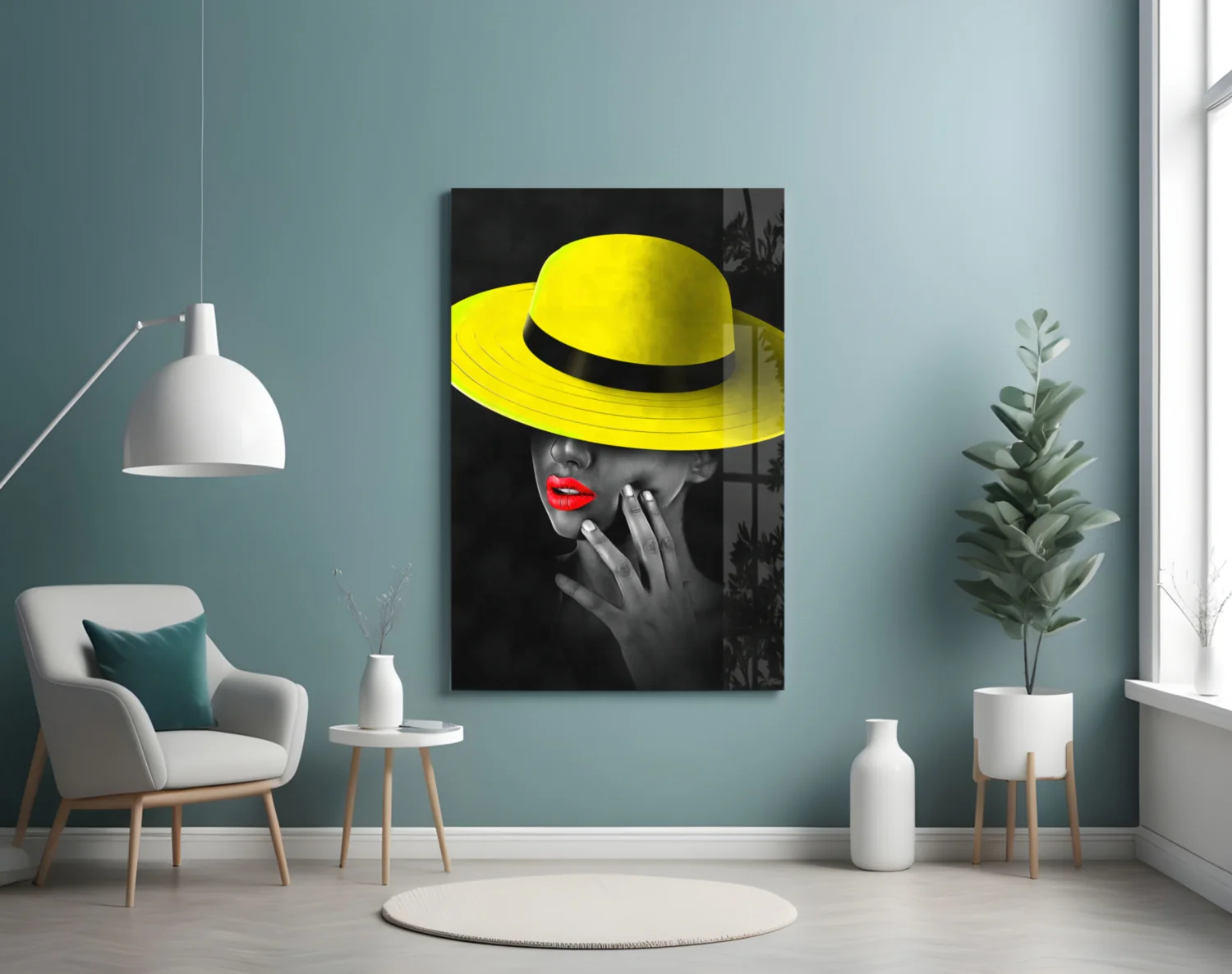 Yellow Hat Glass Wall Art - Image 5