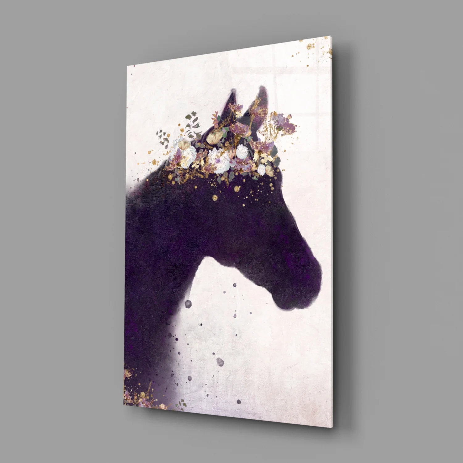 Blooming Mane Horse Silhouette Glass Wall Art - Image 2