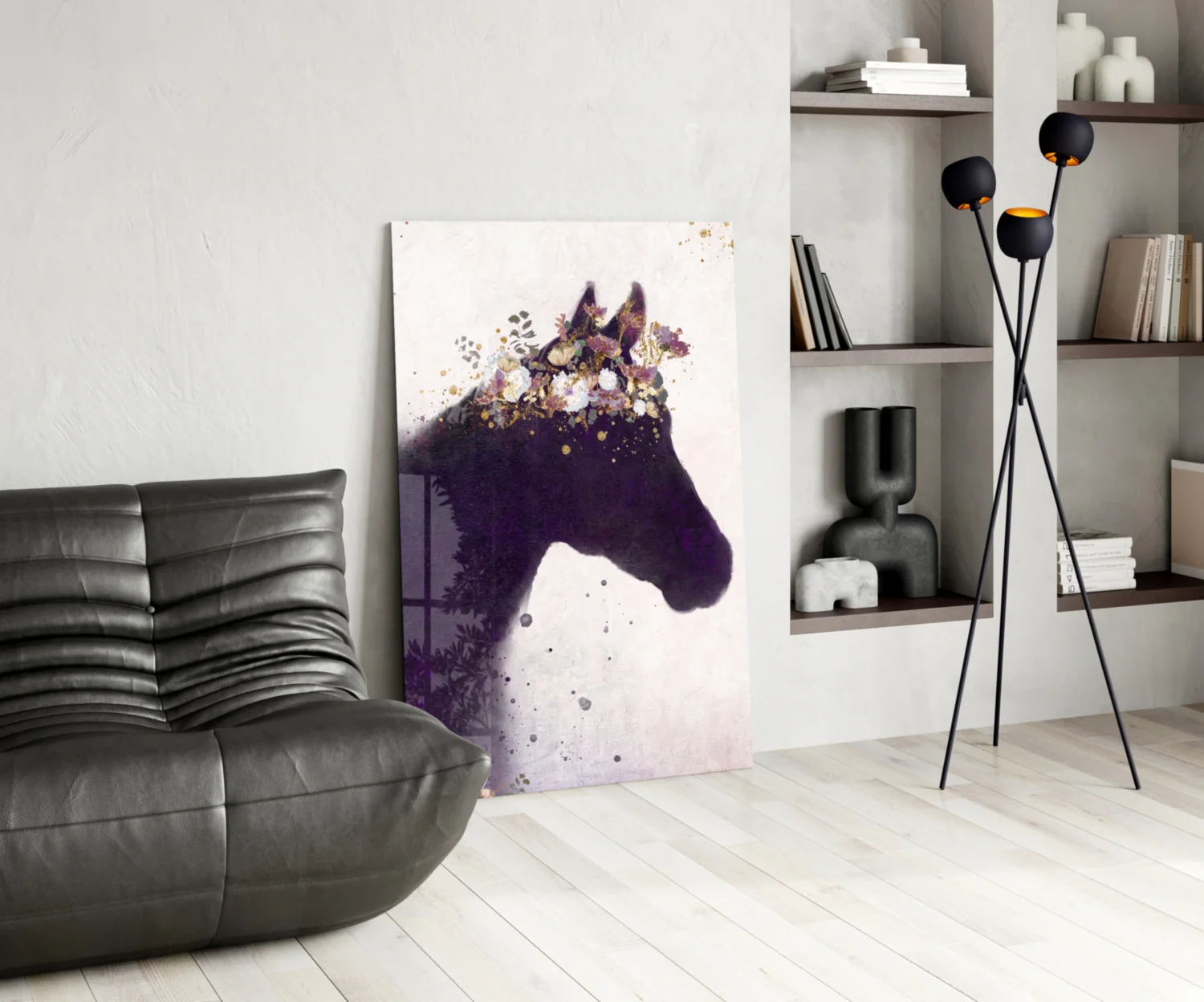 Blooming Mane Horse Silhouette Glass Wall Art - Image 5