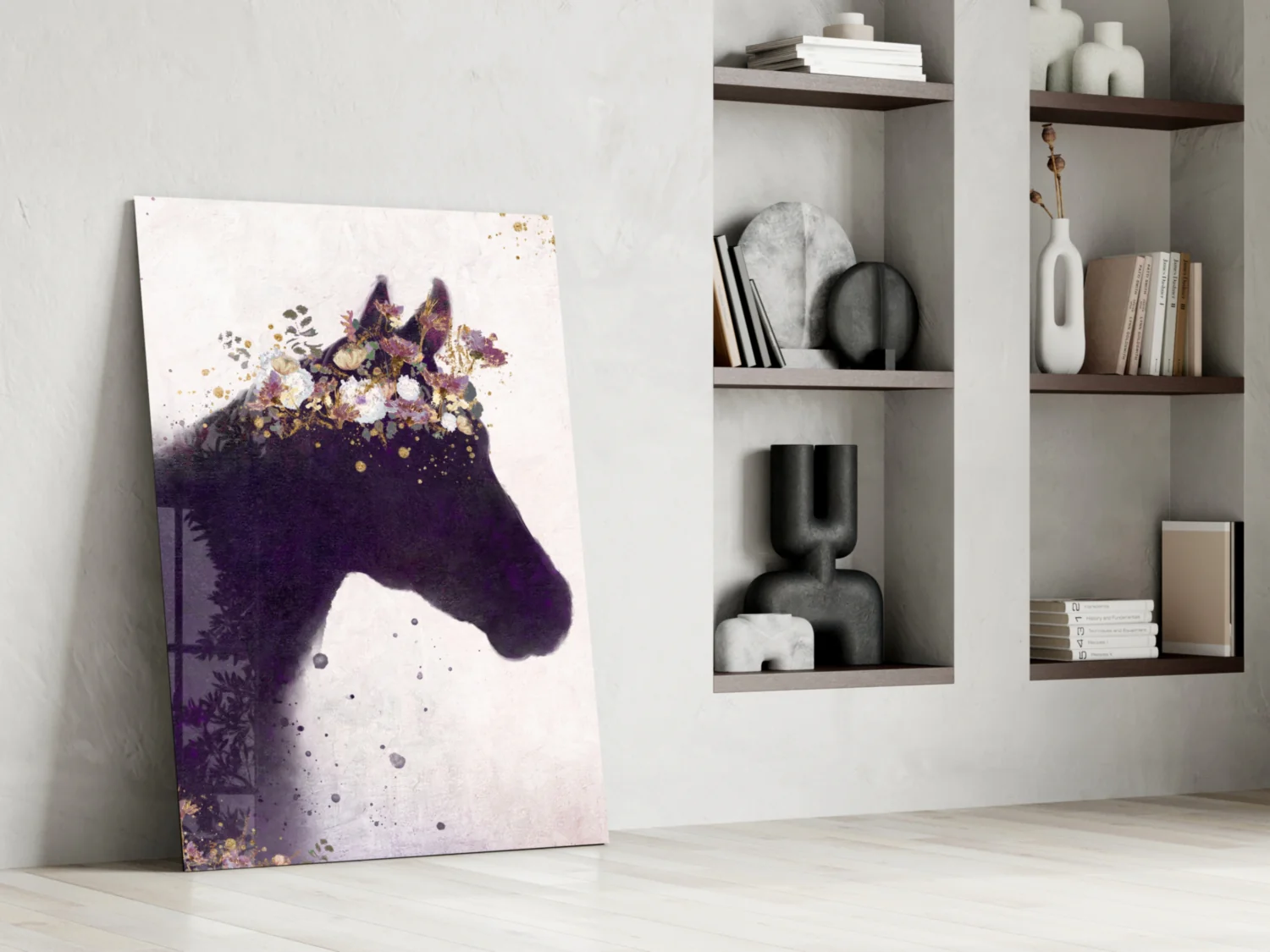 Blooming Mane Horse Silhouette Glass Wall Art - Image 6