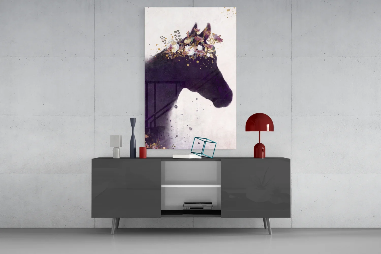 Blooming Mane Horse Silhouette Glass Wall Art - Image 8