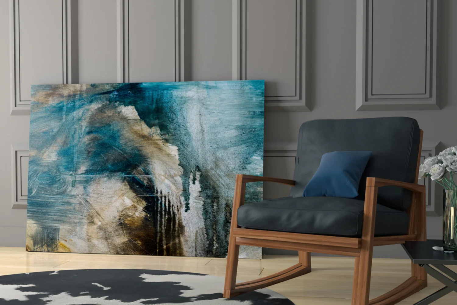 Blue and Beige Dripping Glass Wall Art - Image 6