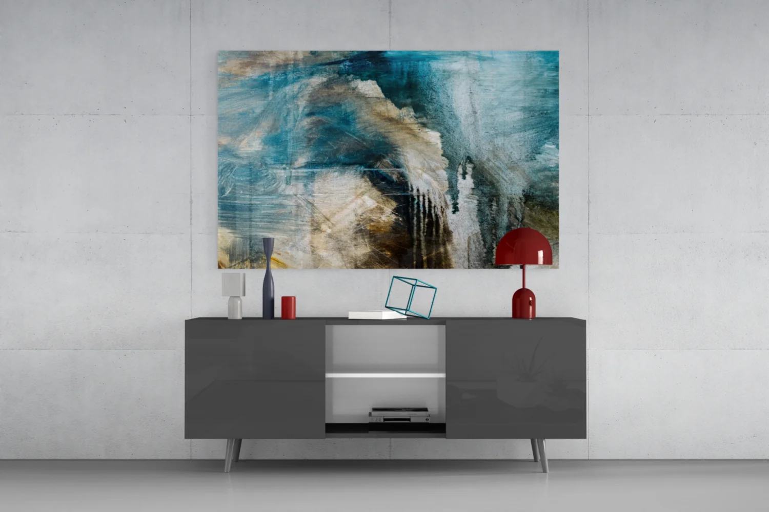 Blue and Beige Dripping Glass Wall Art - Image 8