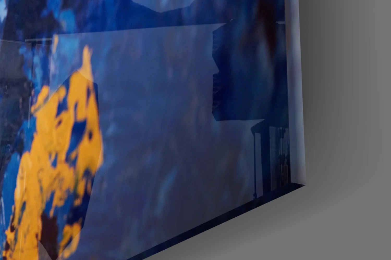 Blue and Gold Impasto Glass Wall Art - Image 7