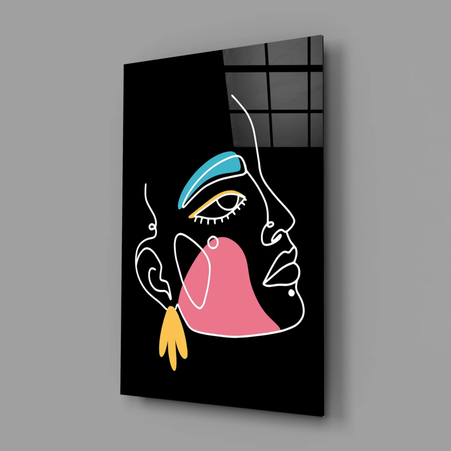 Blue Brow Side Profile Glass Wall Art - Image 2