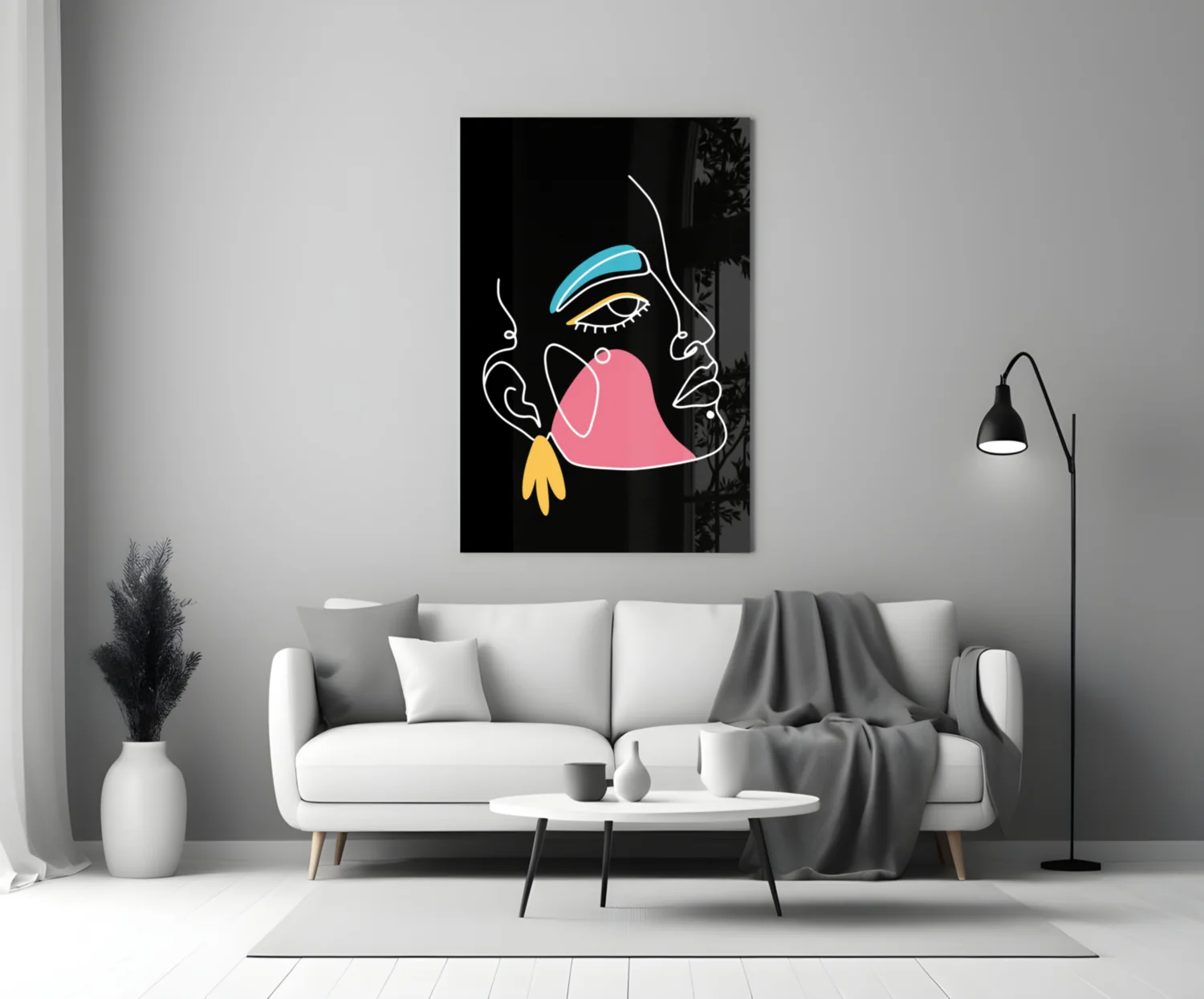 Blue Brow Side Profile Glass Wall Art - Image 3