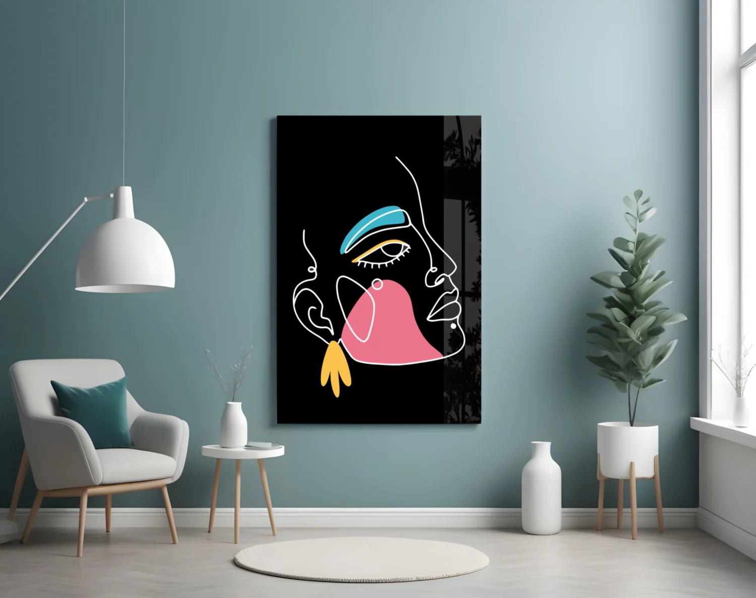 Blue Brow Side Profile Glass Wall Art - Image 4