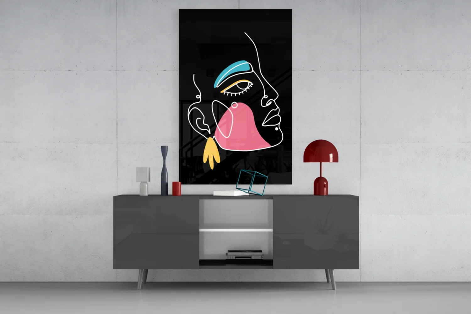 Blue Brow Side Profile Glass Wall Art - Image 8
