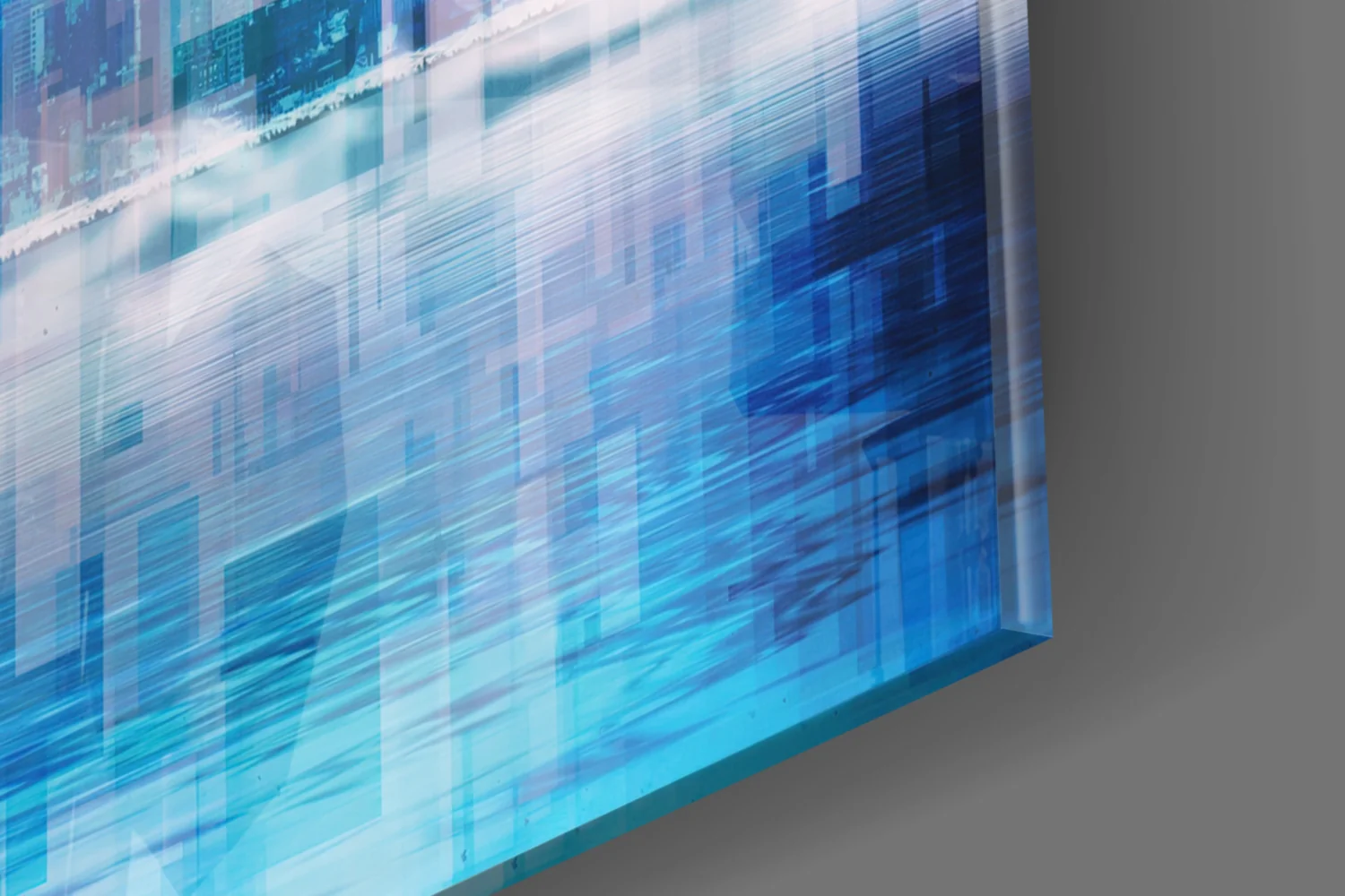 Blue City Skyline Reflection Glass Wall Art - Image 8