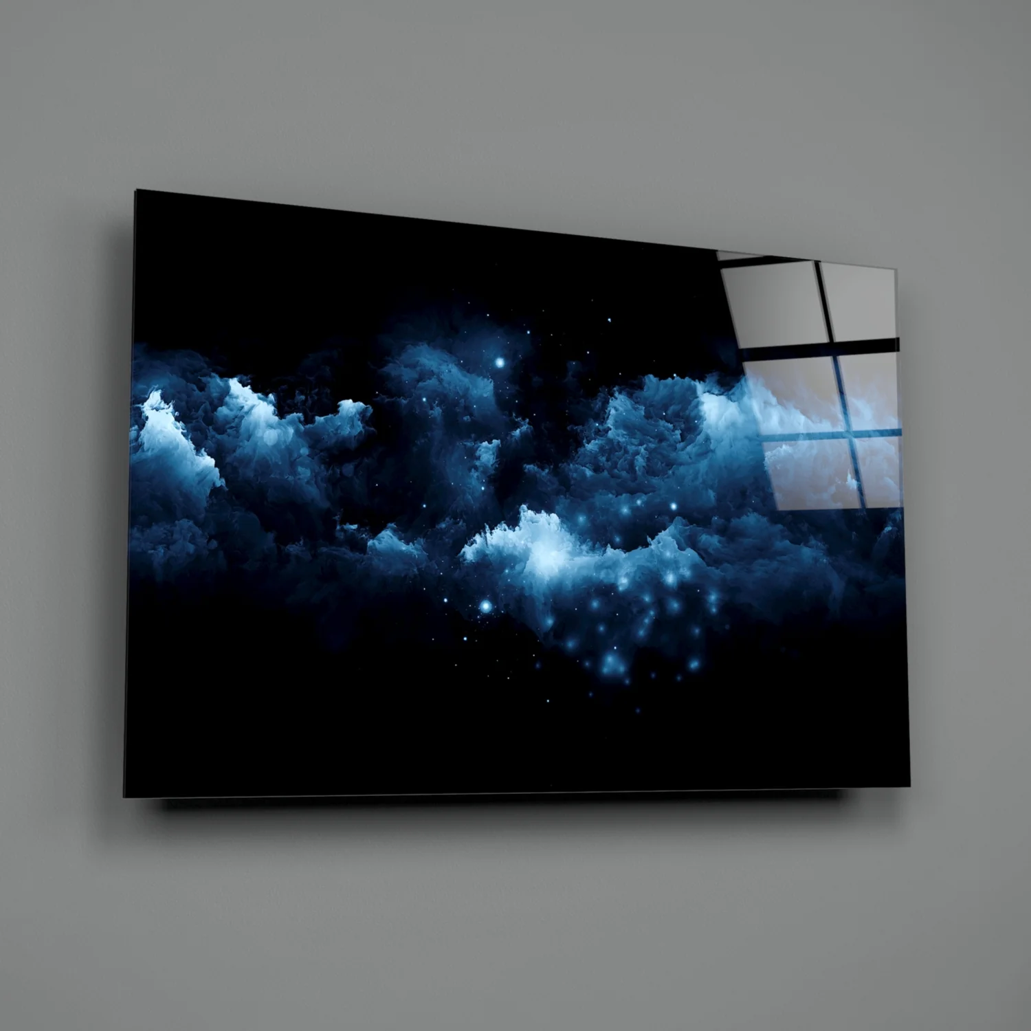 Blue Cloud Nebula Glass Wall Art - Image 2