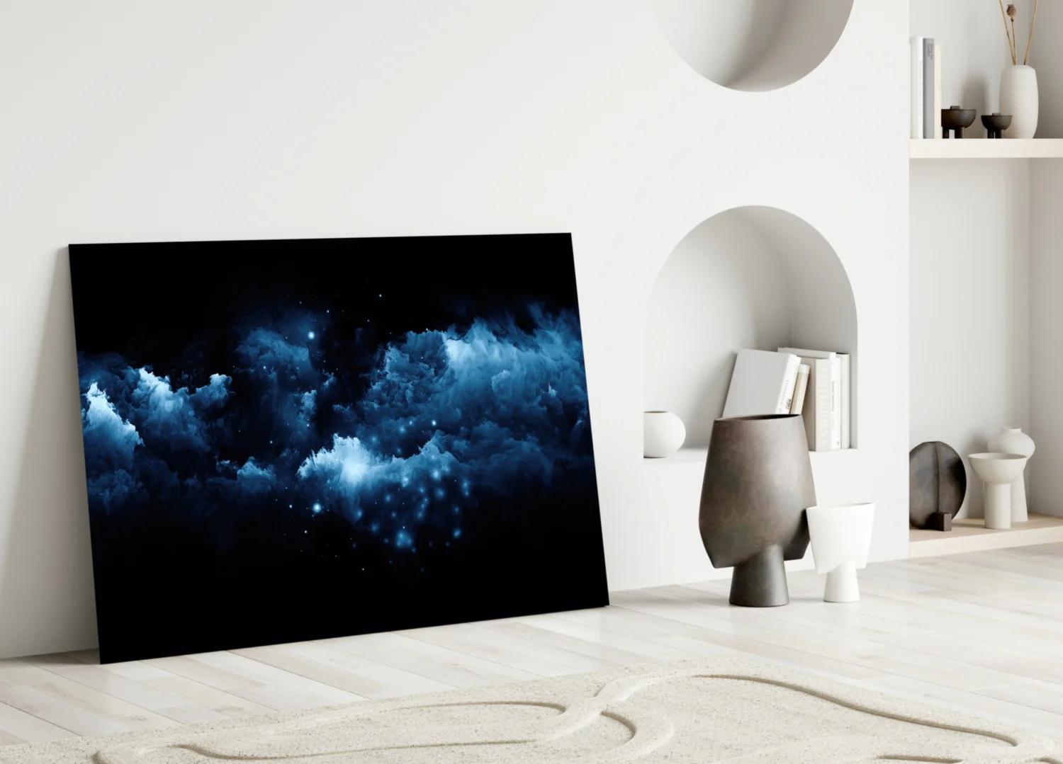 Blue Cloud Nebula Glass Wall Art - Image 3