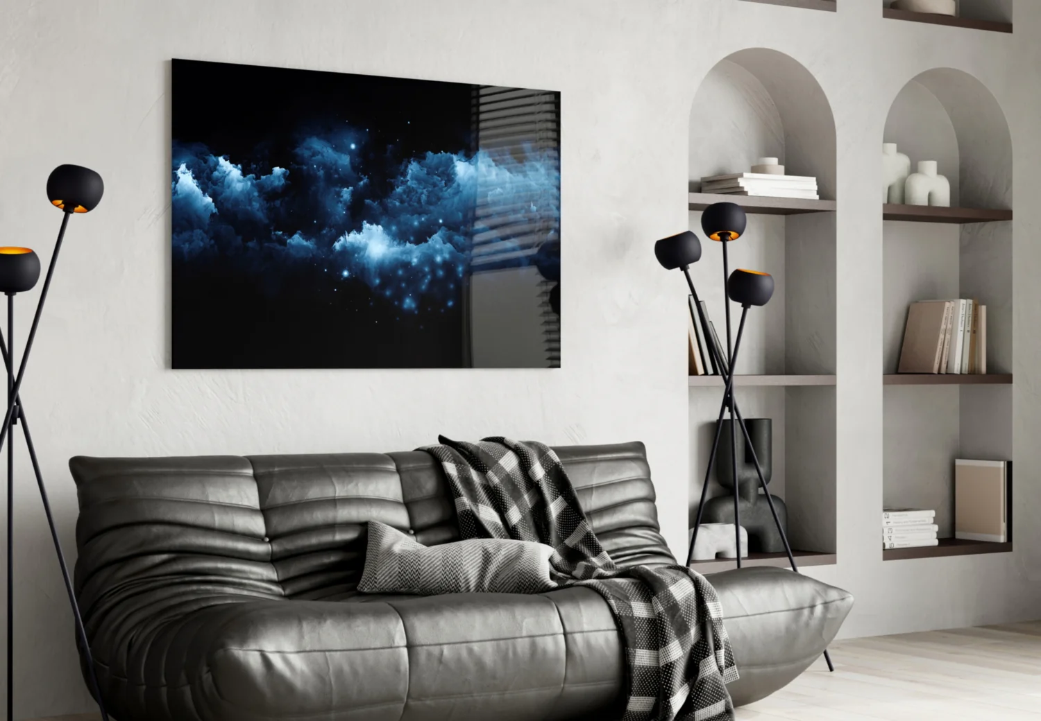 Blue Cloud Nebula Glass Wall Art - Image 4