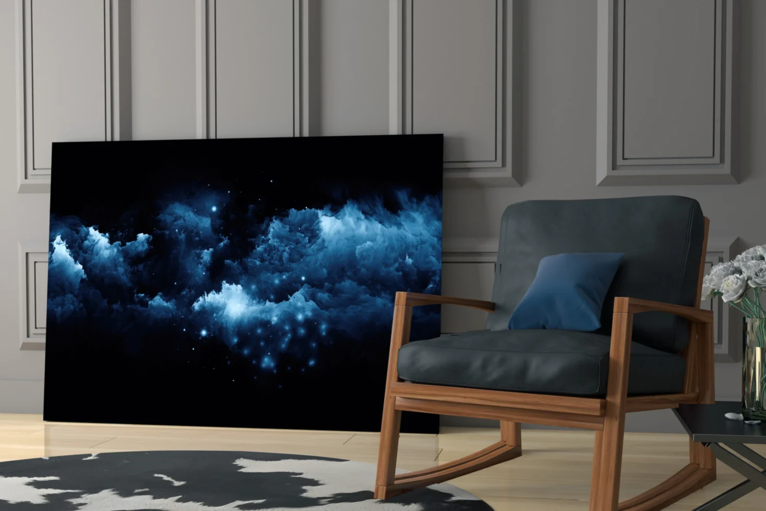 Blue Cloud Nebula Glass Wall Art - Image 6