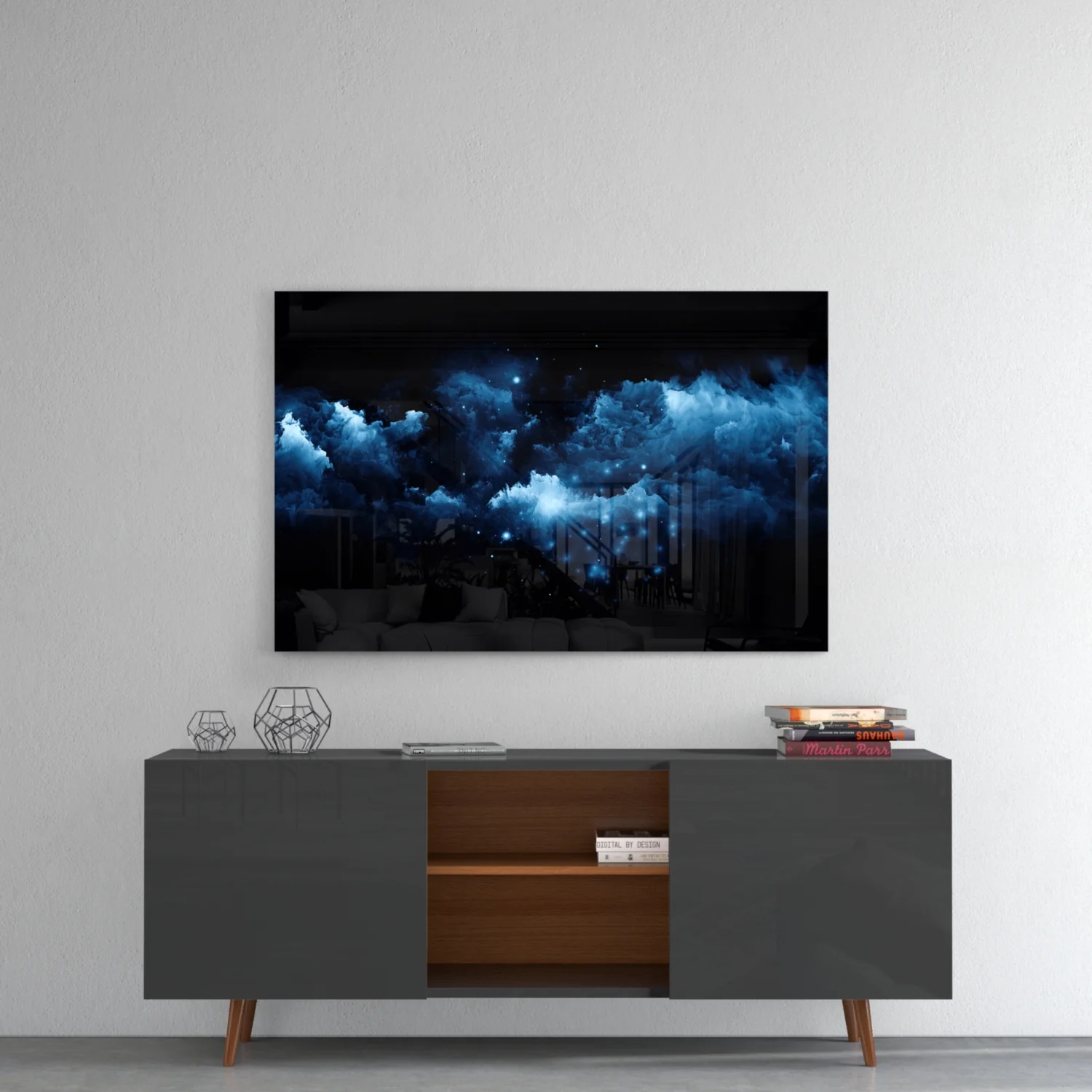 Blue Cloud Nebula Glass Wall Art - Image 8