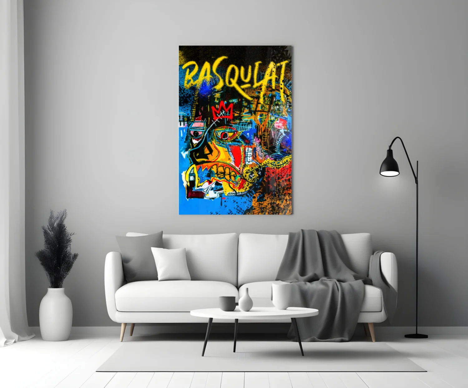 Blue Colorful Screaming Skull Glass Wall Art - Image 3