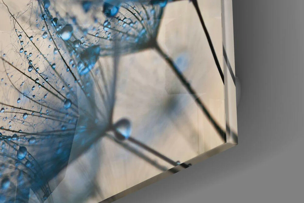 Blue Dewdrop Dandelion Glass Wall Art - Image 4