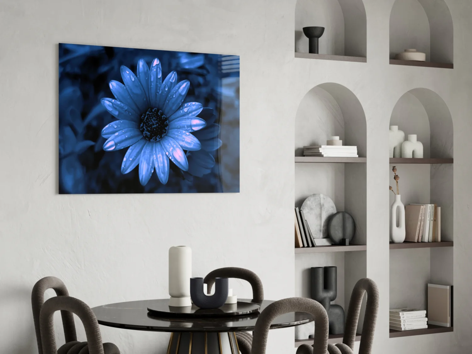 Blue Dewy Daisy Bloom Glass Wall Art - Image 6