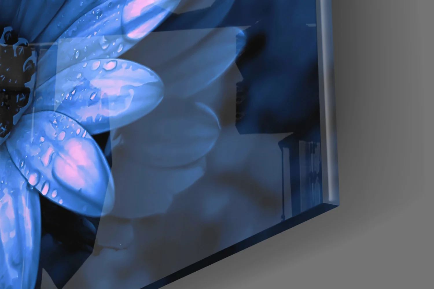 Blue Dewy Daisy Bloom Glass Wall Art - Image 8