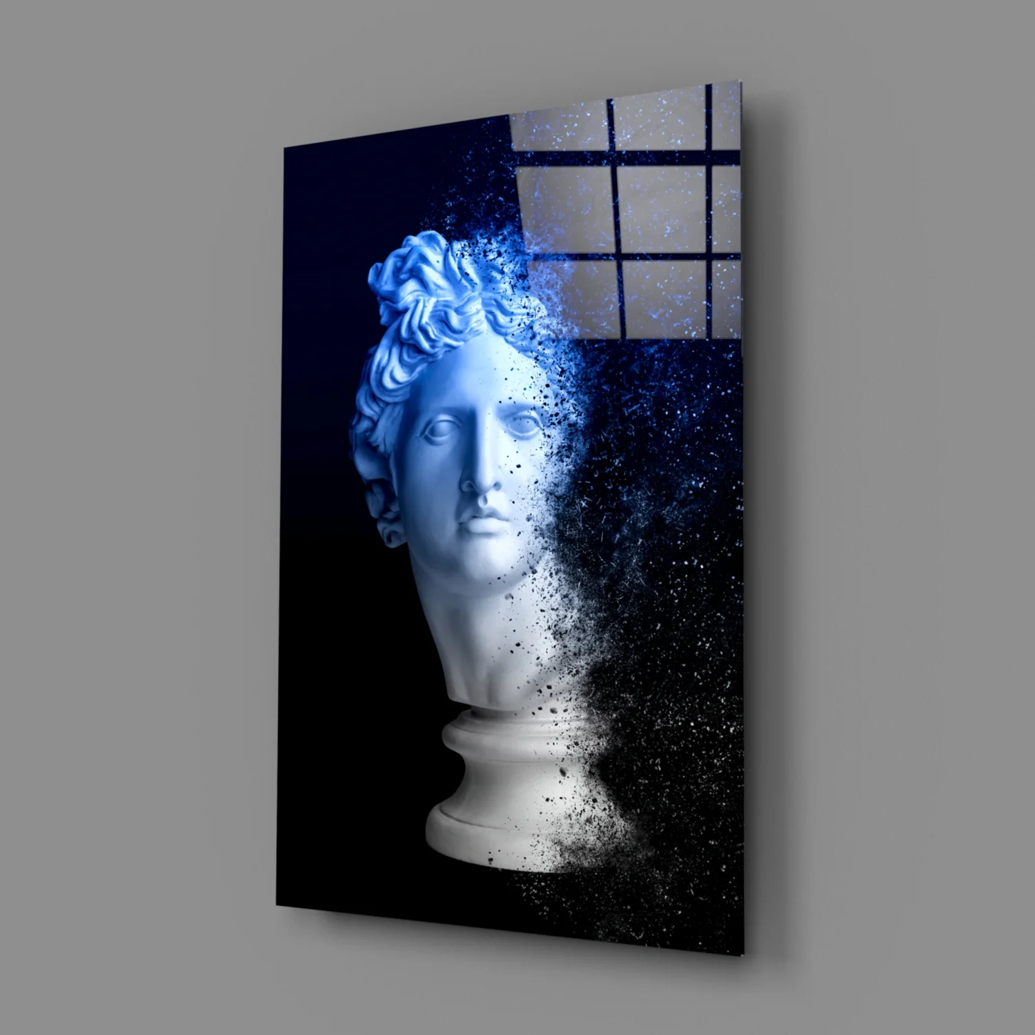 Blue Dispersion Apollo Head Glass Wall Art - Image 2