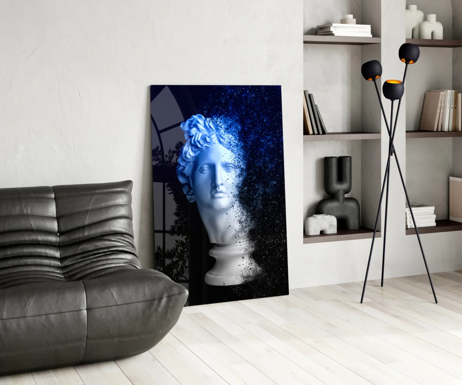 Blue Dispersion Apollo Head Glass Wall Art - Image 5