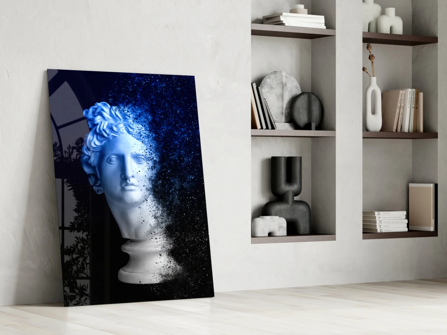Blue Dispersion Apollo Head Glass Wall Art - Image 6