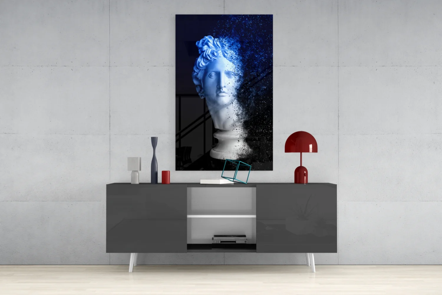 Blue Dispersion Apollo Head Glass Wall Art - Image 8