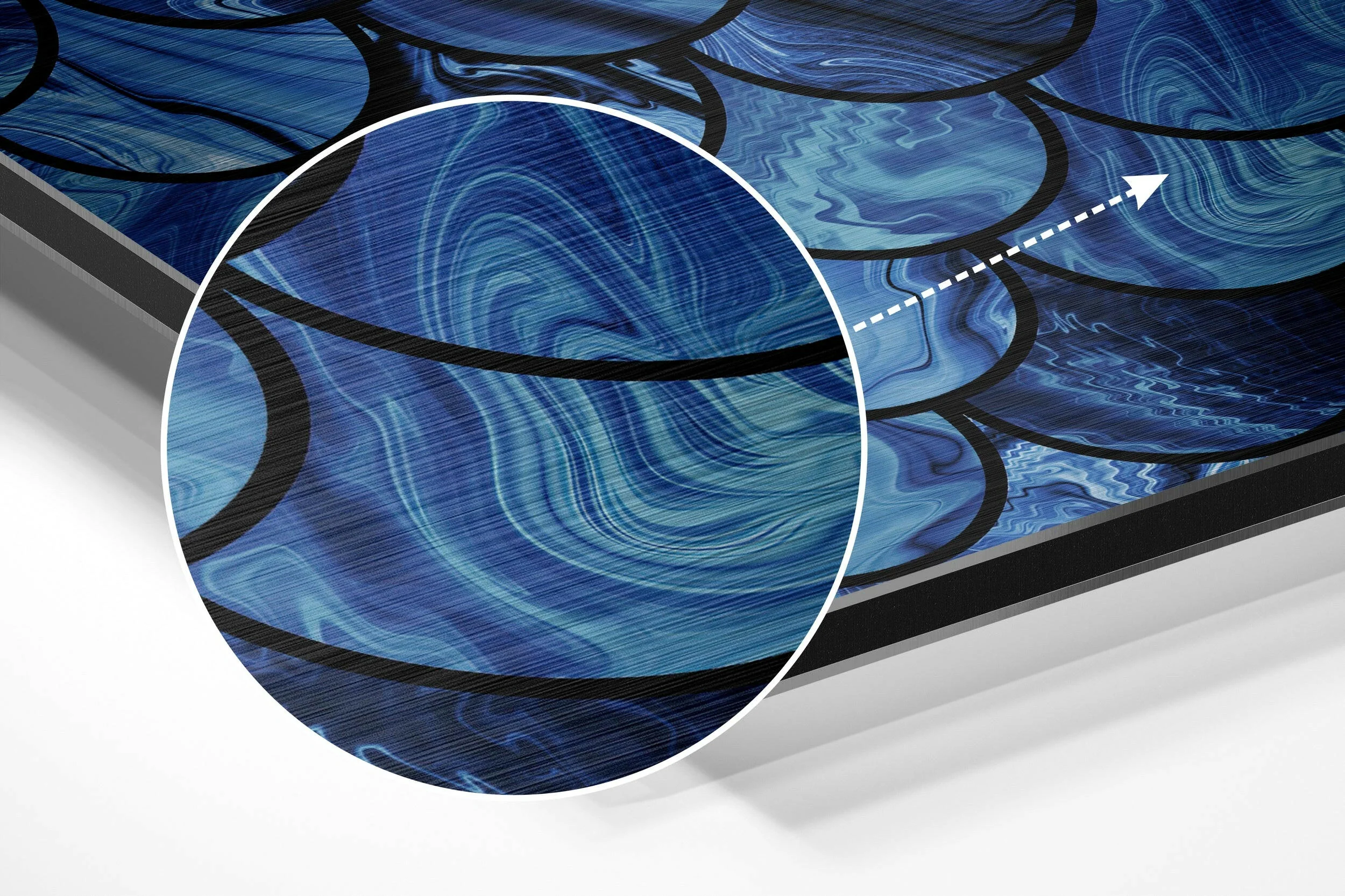 Blue Drops Brushed Aluminium Dibond Wall Art - Image 3