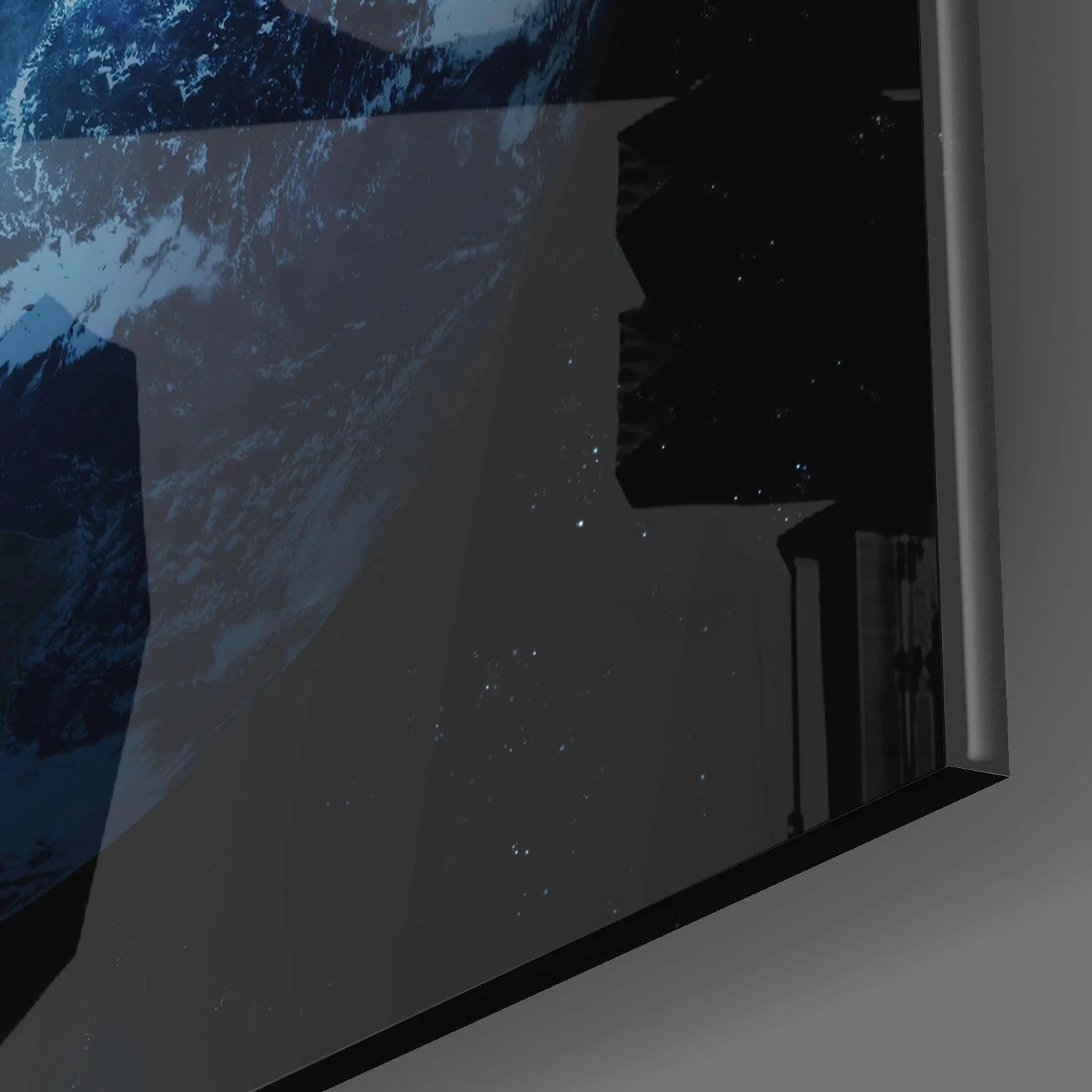 Blue Earth Planet Space Glass Wall Art - Image 2