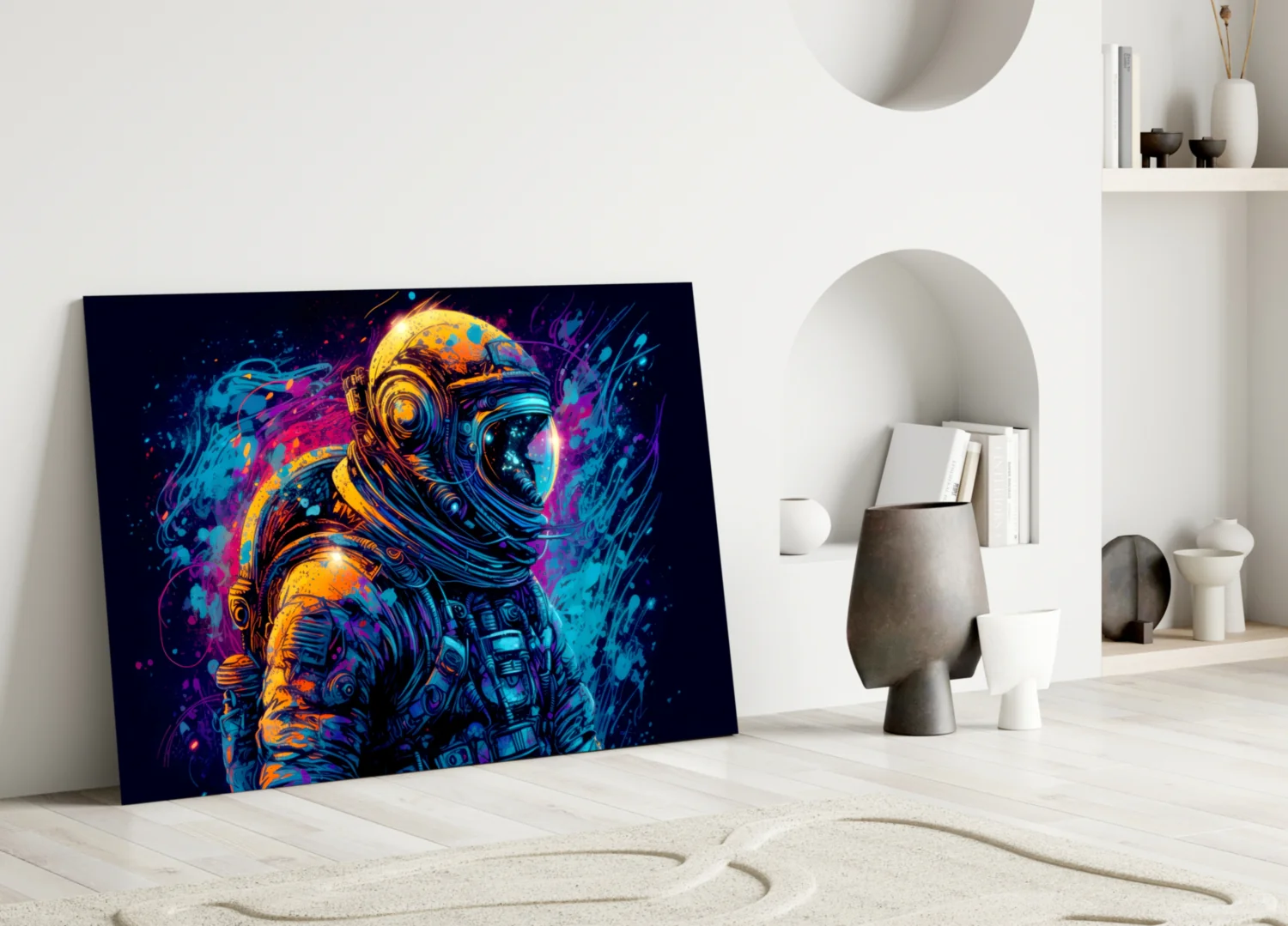 Blue Galaxy Profile Astronaut Glass Wall Art - Image 3