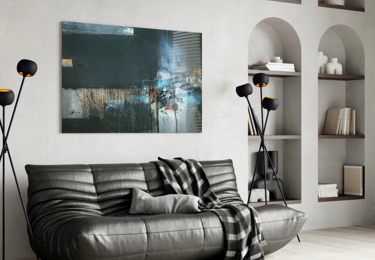 Blue Glow Dark Textured Glass Wall Art - Image 4