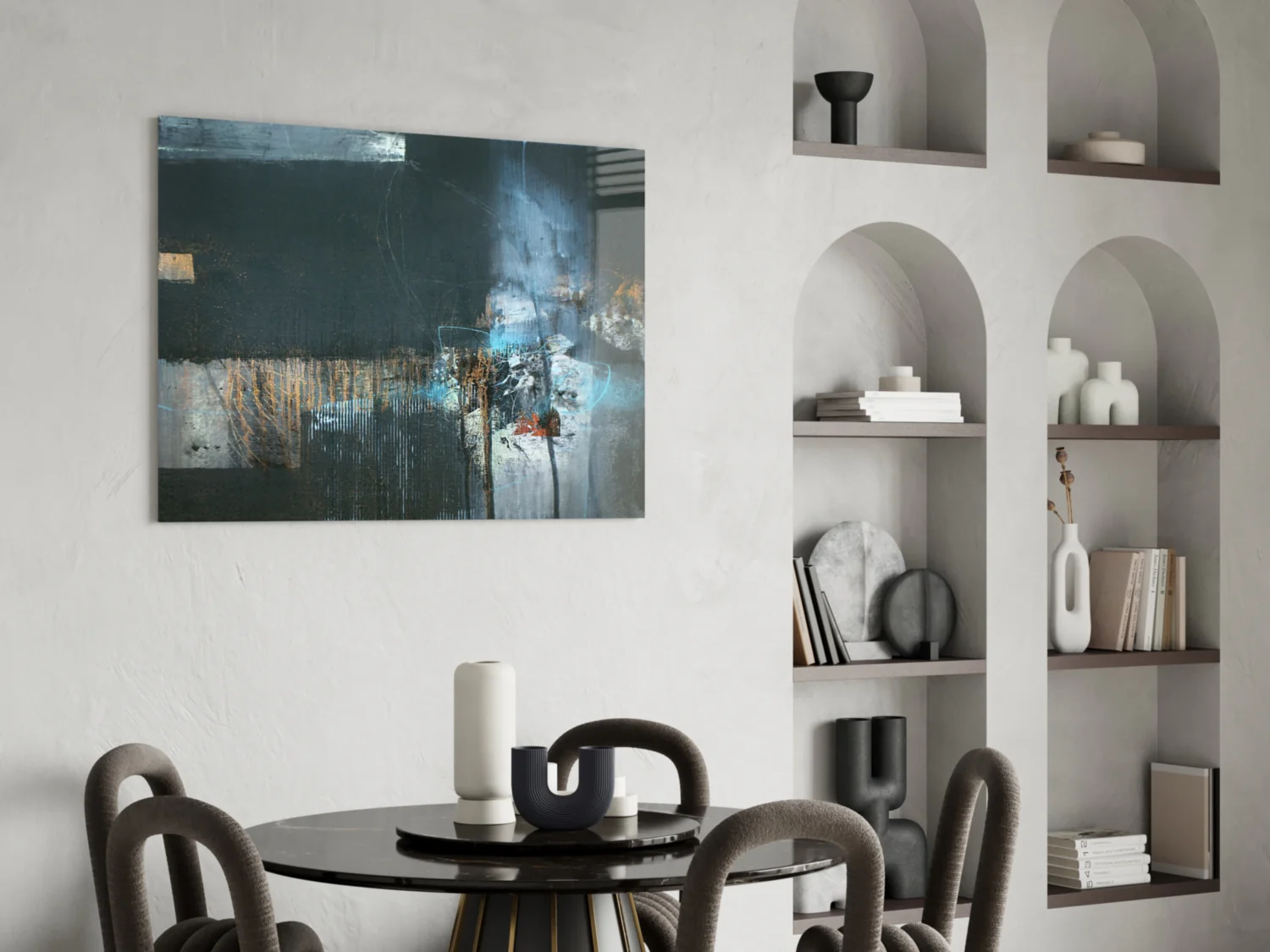 Blue Glow Dark Textured Glass Wall Art - Image 5